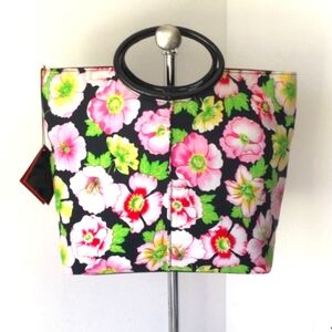 Blaine Trump Cloth and Plastic Floral Tote with Matching Key Chain & Strap, NWT